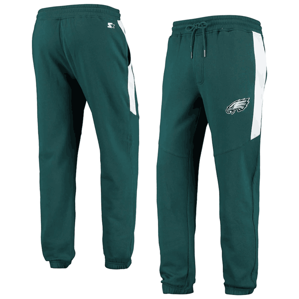 Men's Green/White Philadelphia Eagles Starter Goal Post Fleece Pants